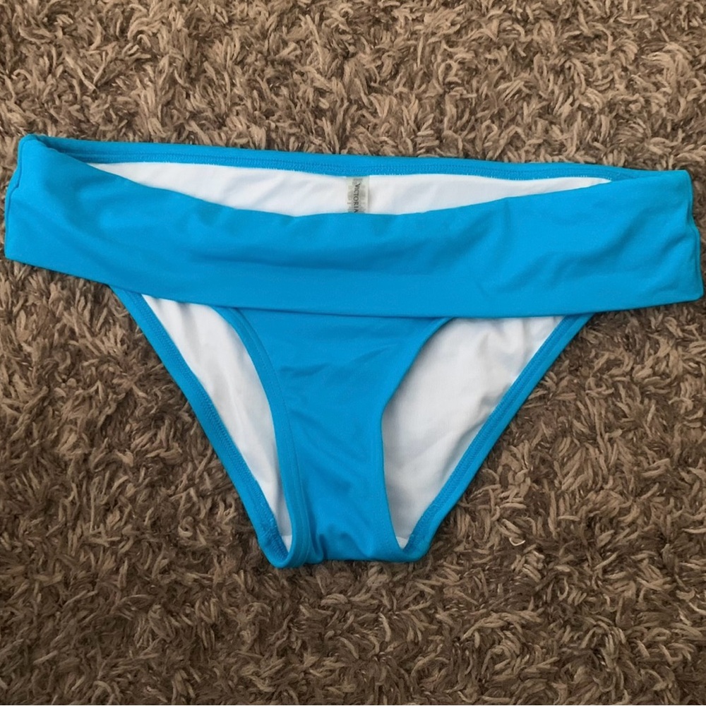 Victoria’s Secret Forever Sexy Swim Foldover Top Bikini Bottom Aqua Blue 4FK S M